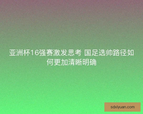 亚洲杯16强赛激发思考 国足选帅路径如何更加清晰明确