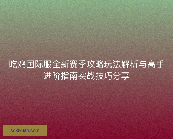 吃鸡国际服全新赛季攻略玩法解析与高手进阶指南实战技巧分享